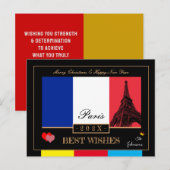 2026 Franse vlag & Eiffel Gelukkig Nieuwjaar, Fran Briefkaart (Voorkant / Achterkant)