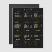 2026 Full Year Black Gold Yearly Calendar Magnet (Devant / Derrière)