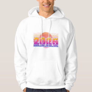 2026 Funky Retro Illustratie – Zonsondergang Strep Hoodie