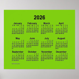 2026 Geelgroene kalender van Janz Print
