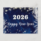 2026, Gelukkig Nieuwjaar! Blauwe vakantie Vrolijk Briefkaart (Voorkant)