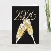 2026 Gelukkig Nieuwjaar Sparklers en Champagne Feestdagen Kaart (Voorkant)