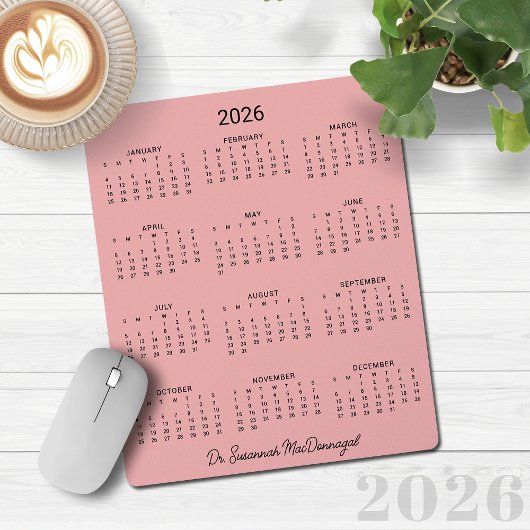 2026 gepersonaliseerde minimalistische roze bureau muismat