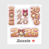 2026 Golden Disco Ball New Year Sticker Set (Feuille)