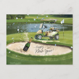 2026 Golf Gelukkig Nieuwjaar van Bunker Vrouw golf Feestdagenkaart