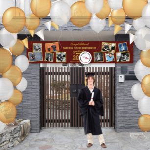 2026 Goud Schets 10 Foto Collage Afstudeerfeest Spandoek