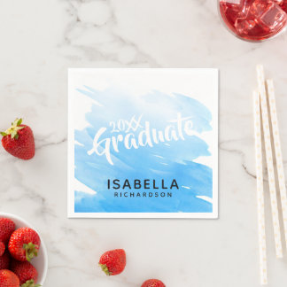 2026 Graduate Blue Ombre Watercolor Servet