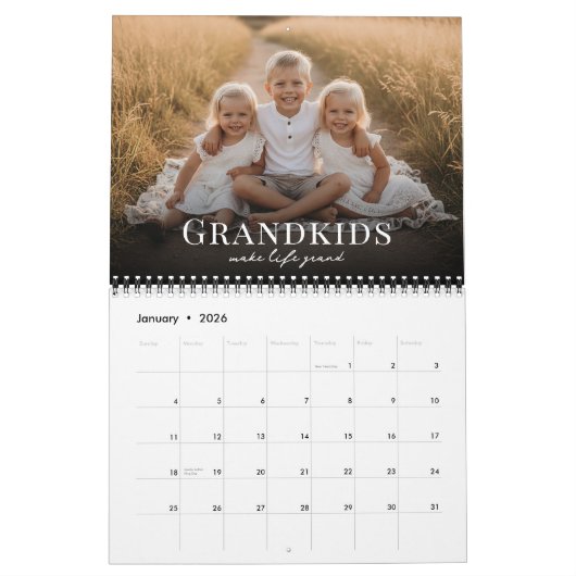 2026 Grandkids Make Life Grand Custom Photo Kalender (Jan 2026)
