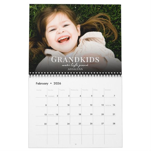 2026 Grandkids Make Life Grand Custom Photo Kalender (Feb 2026)