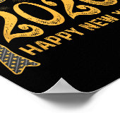 2026 Happy New Year Bow Fireworks Celebration Desi Poster (Hoek)