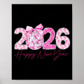 2026 Happy New Year Bow Patch Disco Ball Poster (Voorkant)