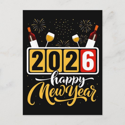 "2026 Happy New Year" Celebration Design Briefkaart (Voorkant)
