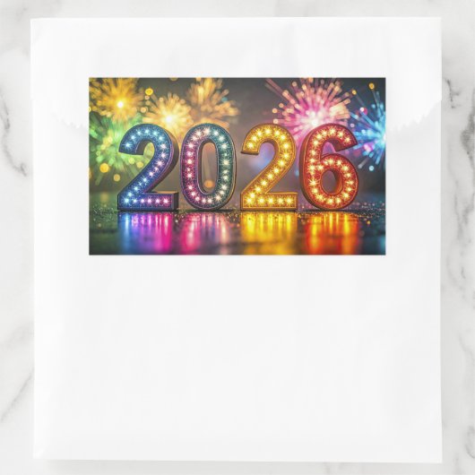 2026, Happy New Year Celebration, Rechthoekige Sticker (Tas)