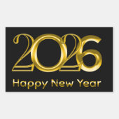 2026 Happy New Year Faux Gold Typography Rechthoekige Sticker (Voorkant)