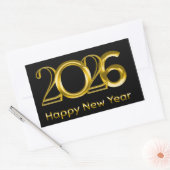 2026 Happy New Year Faux Gold Typography Rechthoekige Sticker (Envelop)