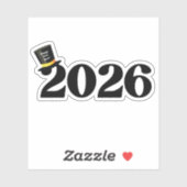 2026 happy new year, funny cute hat stylish sticker (Vel)