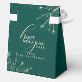2026 Happy New Year Modern Classic Teal Typography Bedankdoosjes (Achterkant)