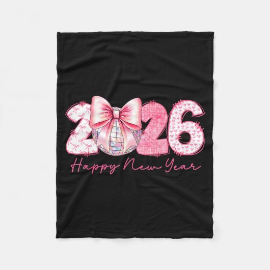 2026 Happy New Year Nk Coquette Preppy Disco Girly Fleece Deken (Voorkant)