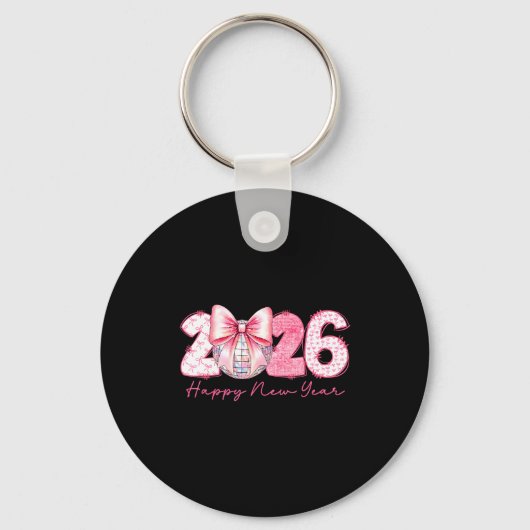 2026 Happy New Year Nk Coquette Preppy Disco Girly Sleutelhanger (Voorkant)
