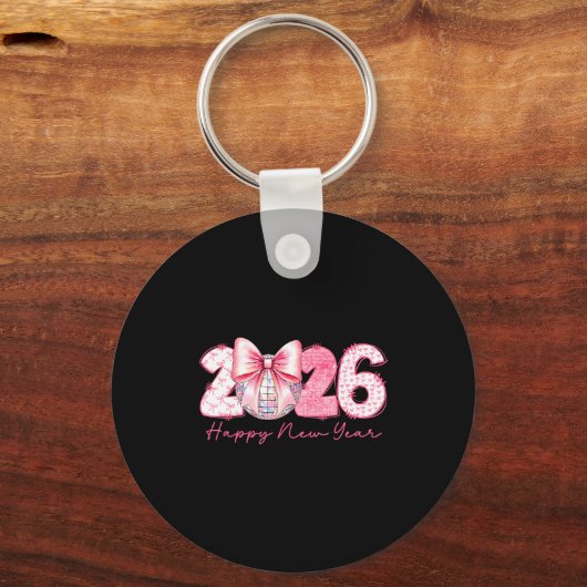 2026 Happy New Year Nk Coquette Preppy Disco Girly Sleutelhanger (Voorkant)