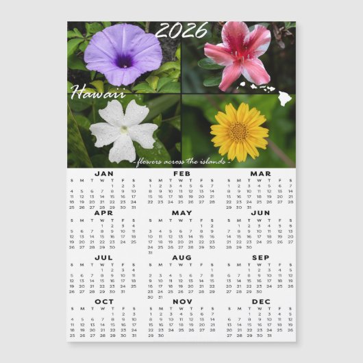 2026 Hawaiian Flower Calendar (Magnetisch x4) (Voorkant)
