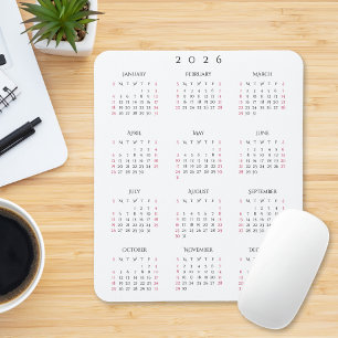 2026 Hele Jaar Jaarlijkse Kalender Elegante Thuisw Muismat