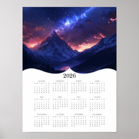 2026 Hemelse Berg Muurkalender voor het hele jaar Poster (Voorkant)