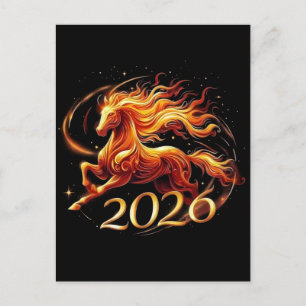 2026 het jaar van het paard nieuwjaar briefkaart