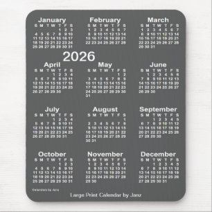 2026 Houtskool Large Print Kalender van Janz Muismat