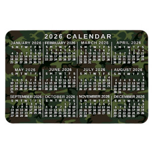 2026 Jaar Maandkalender Camouflage Camo Groen Magneet