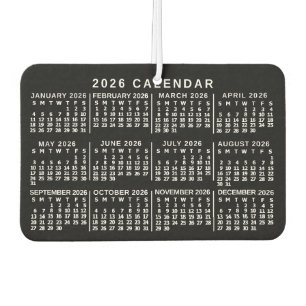2026 Jaar Maandkalender Klassiek Zwart en Wit Luchtverfrisser