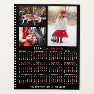 2026 Jaar Maandkalender Zwart Aangepast 9 Foto's Planner