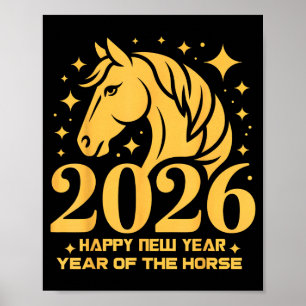2026 Jaar Van Het Paard Bloemrijke Dierenriem Kuns Poster