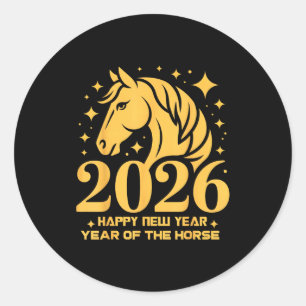 2026 Jaar Van Het Paard Bloemrijke Dierenriem Kuns Ronde Sticker