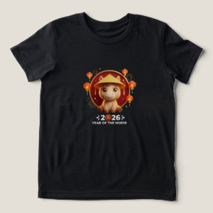 2026 Jaar van het Paard, Chibi Paard Chinees nieuw Tri-Blend Shirt