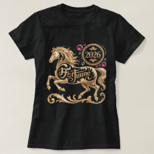 2026 Jaar van het Paard Chinees Nieuwjaar Gouden H T-shirt