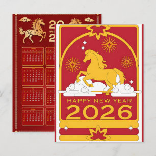2026 Jaar van het Paard Chinese Wandkalender Feestdagenkaart