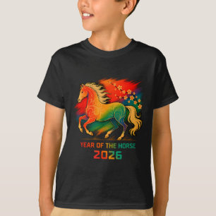 2026 Jaar Van Het Paard Levendig Dierenriem Bloese T-shirt