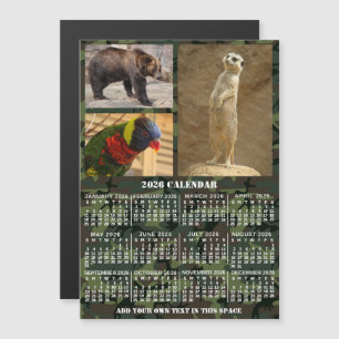 2026 Jaarkalender Camouflage Voeg 3 Aangepaste Fot Magnetische Uitnodiging