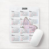 2026 Jaarkalender en Roze Vlinder  Muismat (Met muis)