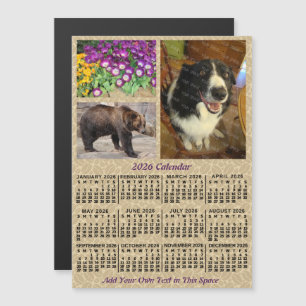 2026 Jaarkalender Koffiebonen 3 Aangepaste Foto's Magnetische Uitnodiging