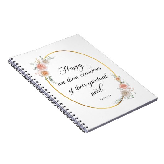 2026 JW Jaar Tekst Mattheüs 5:3 met Rozen Notitieboek (Rechterzijde)