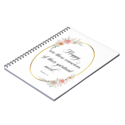 2026 JW Jaar Tekst Mattheüs 5:3 met Rozen Notitieboek (Linkerzijde)