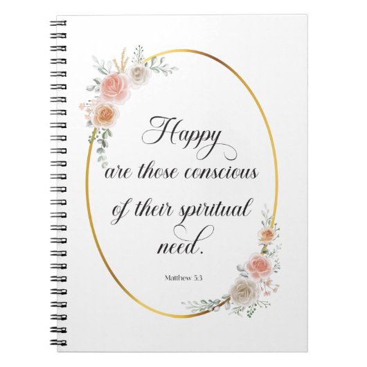 2026 JW Jaar Tekst Mattheüs 5:3 met Rozen Notitieboek (Voorkant)