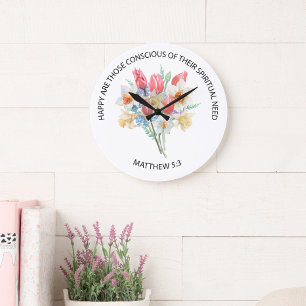 2026 JW Jaar Tekst Mattheüs 5v3 Lente Bloemen Grote Klok