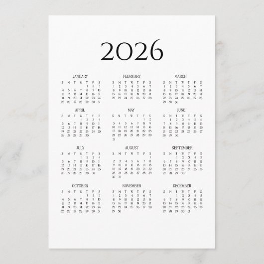 2026 JW Year Text Calendar Card Programma (Achterkant)