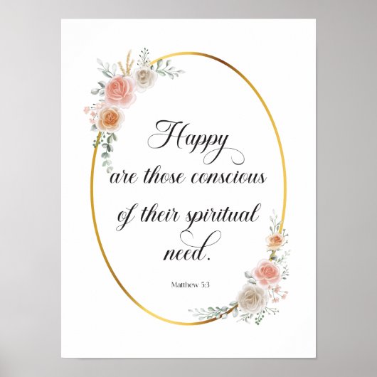 2026 JW Year Text Matthew 5:3 with Roses Poster (Voorkant)