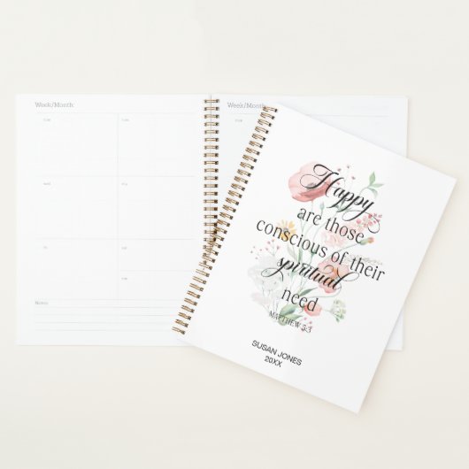 2026 JW Year Text Matthew 5:3 with Spring Flowers  (Devant avec enveloppe)