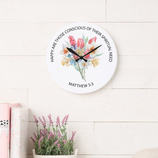 2026 JW Year Text Matthew 5v3 Spring Flowers Grote Klok