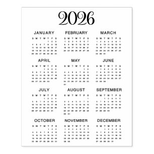 2026 Kalender #1 Vier Rijen, Drie Kolommen Rubberstempel